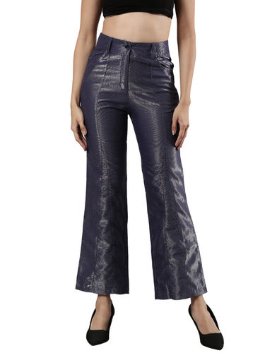 Women's Wide Leg Pants, Cotton, Solid, Button Waist, 2 Pockets