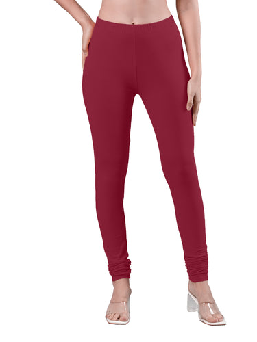 Body-Hugging Churidar Legging | Soft Cotton, Elastic Waistband Persian Red