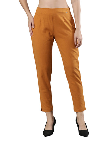 Straight Pant | Breathable Cotton, Side Zip and Button Must Brown