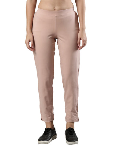 Women's Trouleg, Cotton Fabric with Elastic Waistband and Zip Pockets Dusty Rose