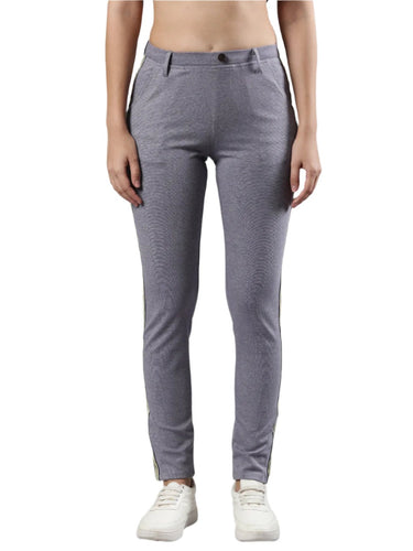 Women's Side Tape Jeggings, Poly Cotton with Elastic Waistband Blue