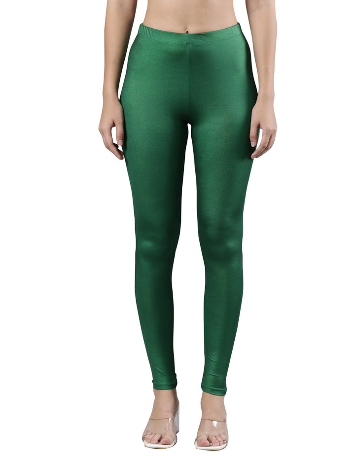 Body-Hugging Shimmer Ankle-Length Legging | Lightweight Polyester, Elastic Waistband