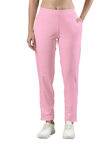 Women's Trouleg, Cotton Fabric with Elastic Waistband and Zip Pockets Princess Pink