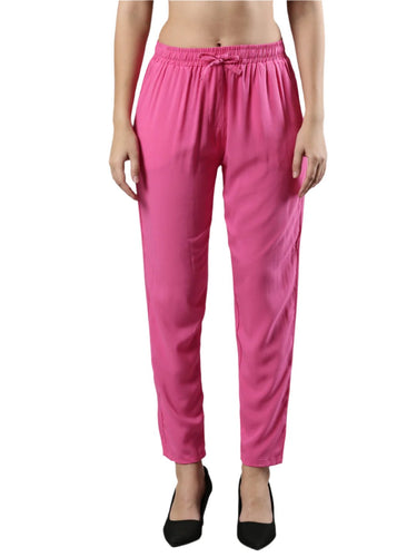 Relaxed Fit Pant | Soft Rayon, Drawstring Waistband, 2 Pockets Crimson