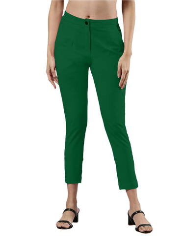 Women's Smart Pants, Cotton Fabric with Zip Button Closure and Pockets Jelly Bean