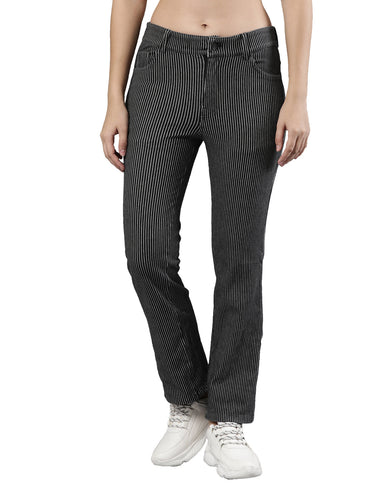 Wide Leg Denim Pants, Stretch Cotton with Zip Button Closure