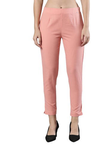 Straight Pant | Breathable Cotton, Side Zip and Button Rose