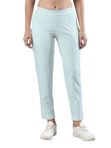 Women's Trouleg, Cotton Fabric with Elastic Waistband and Zip Pockets Aqua