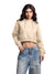 Femmora 100% Cotton Fleece Long Sleeve Solid Crop  Length Hoodie Sweatshirt for Women | Casual Loose Fit Knitted Pullover | Dropped Shoulder – Winter Wear – Beige ( Pack of 1)