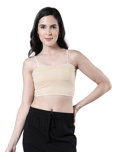 Women's Cotton Crop Top with Adjustable Straps and Detachable Pads Skin