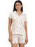 Femmora Women’s Printed Cotton Nightwear Set | 2-Piece Co-Ord with Notched Collar Shirt & Drawstring Shorts | Soft Breathable Fabric | Comfortable Lounge & Sleepwear |  White Print |Set of 1