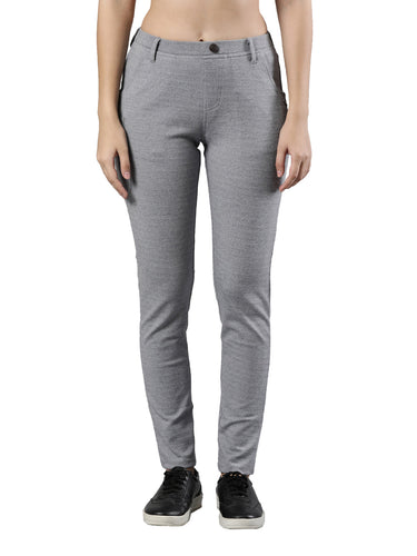 Women's Jeggings, Poly Cotton with Elastic Waistband and Patch Pocket Blue