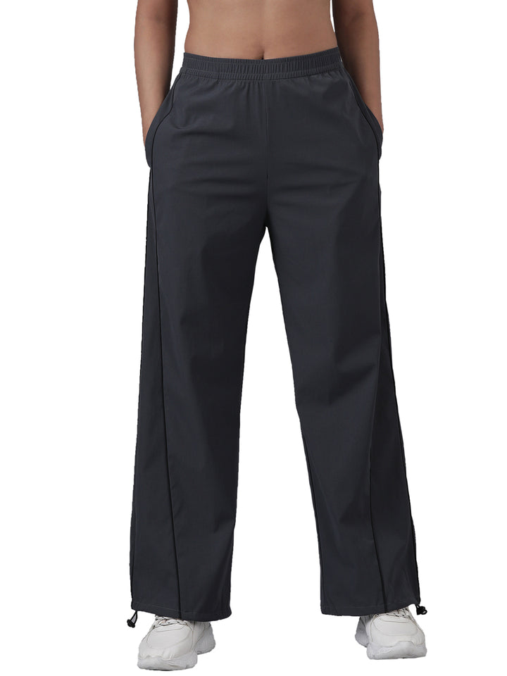 Femmora Women’s Wide Leg Track Pants | High Waisted Casual Lounge Trousers with Piping Detail, Smocked Waist & Adjustable Hem | Stretch Polyester Spandex Bottoms with Pockets | Pack of 1