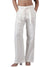 Femmora Women’s High-Waist Cotton Linen Straight Fit Trousers with Elastic Waistband & Button Closure | Formal Office Wear Pants with 2 Slant Pockets | Breathable Workwear Bottoms |White| Pack of 1