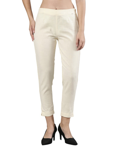 Straight Pant | Breathable Cotton, Side Zip and Button Cream