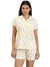 Femmora Women’s Cotton Nightwear Set | 2-Piece Co-Ord with Notched Collar Half Sleeve Shirt & Drawstring Hem Shorts | Soft Breathable Fabric | Comfortable Lounge & Sleepwear |  White/Yellow|Set of 1