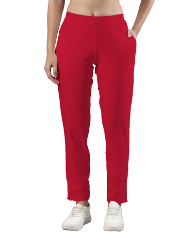 Women's Trouleg, Cotton Fabric with Elastic Waistband and Zip Pockets Queen Pink