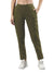 Women's Trouleg, Cotton Fabric with Elastic Waistband and Zip Pockets Olive