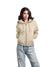 Femmora Premium 100% Cotton Fleece Long Sleeve Oversized Zipped Hoodie for Women | Loose Fit| Knitted fabric | Kangaroo Pocket and Dropped Shoulder – Beige(Pack of 1)
