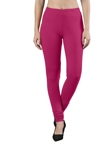 Body-Hugging Churidar Legging | Soft Cotton, Elastic Waistband Rose Red