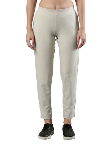 Women's Trouleg, Cotton Fabric with Elastic Waistband and Zip Pockets Light Stone
