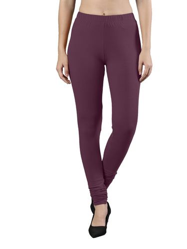 Body-Hugging Churidar Legging | Soft Cotton, Elastic Waistband Red Plum