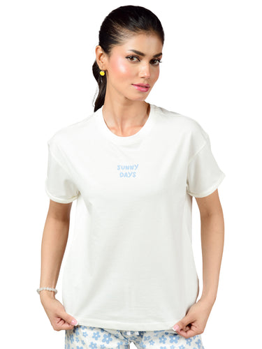 Femmora Regular Fit Cotton Night Wear Set for Women – Soft & Breathable Night Suit with Half Sleeve Printed Top, Drawstring Shorts with 1 Side Pocket, Lightweight Summer Loungewear set - Pack of 1_ sunny day