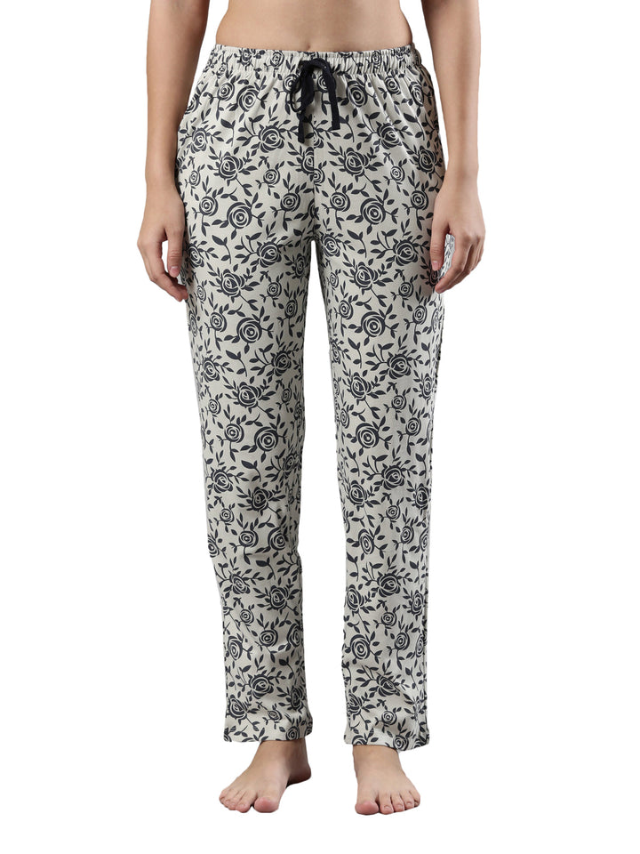 Relax Fit Pajama, Cotton Fabric with Floral Prints and Drawstring Waist