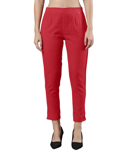 Straight Pant | Breathable Cotton, Side Zip and Button Queen Pink