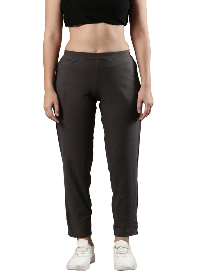 Women's Trouleg, Cotton Fabric with Elastic Waistband and Zip Pockets
