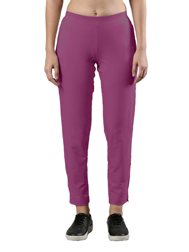 Women's Trouleg, Cotton Fabric with Elastic Waistband and Zip Pockets Magenta Haze