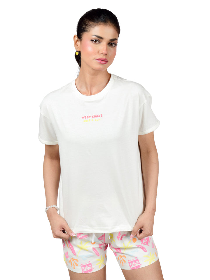 Cotton Night Suit Set for Women in West Coast Print