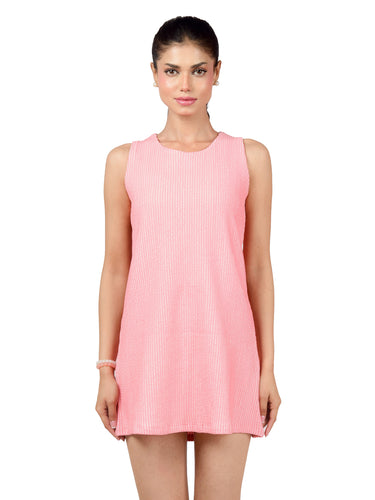 Femmora Women’s Sleeveless Dress | Regular Fit Soft Stretchable Cotton Blend Fabric | Breathable Casual Dress for Summer and Daily Wear -  Pink - Pack of 1