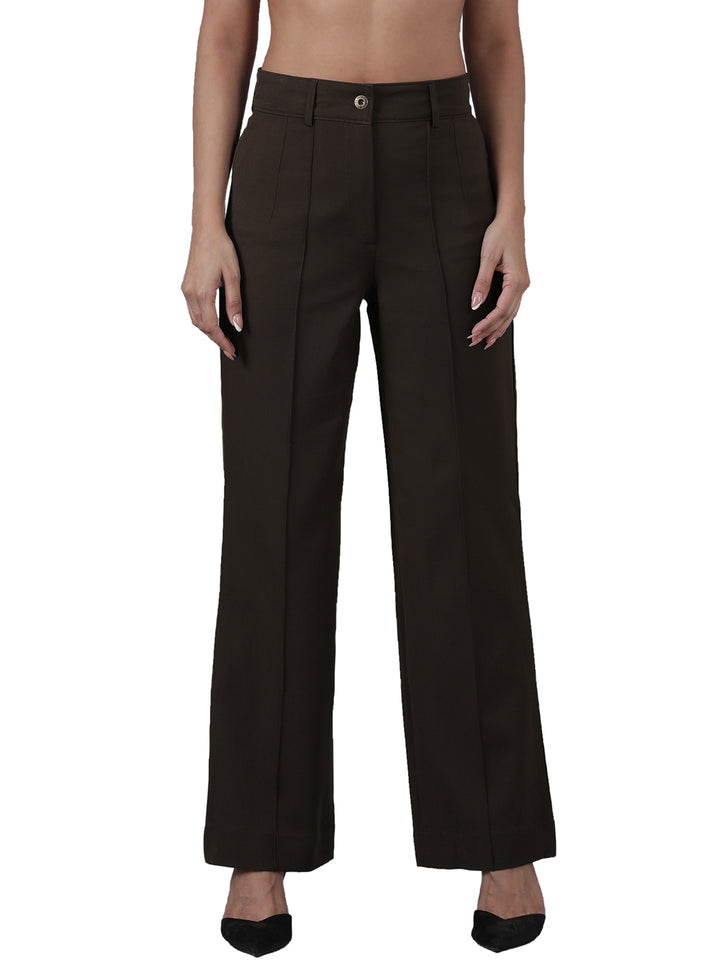 Femmora Women’s High-Rise Straight Fit Trousers with Front Pintuck Detail,Lightweight Workwear Bottoms | Pack of 1