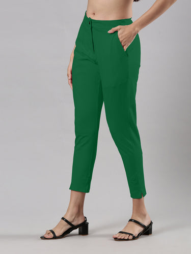 Women's Smart Pants, Cotton Fabric with Zip Button Closure and Pockets Jelly Bean Hover