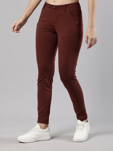 Women's Jeggings, Poly Cotton with Elastic Waistband and Patch Pocket Brown Hover