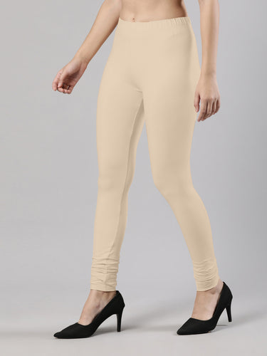 Body-Hugging Churidar Legging | Soft Cotton, Elastic Waistband Ivory Hover