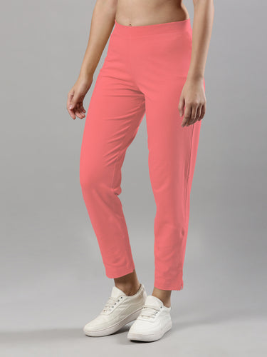 Women's Trouleg, Cotton Fabric with Elastic Waistband and Zip Pockets Coral Hover