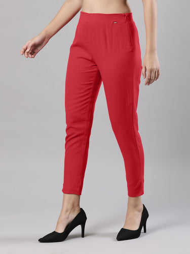 Straight Pant | Breathable Cotton, Side Zip and Button Queen Pink Hover