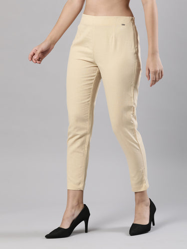 Straight Pant | Breathable Cotton, Side Zip and Button Sand Beige Hover