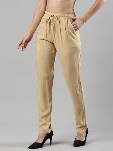 Relaxed Fit Pant | Soft Rayon, Drawstring Waistband, 2 Pockets Sand Beige Hover