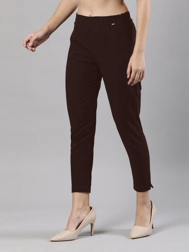 Straight Pant | Breathable Cotton, Side Zip and Button Choco Truffle Hover