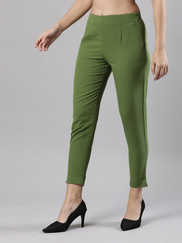 Straight Pant | Breathable Cotton, Side Zip and Button Green Hover
