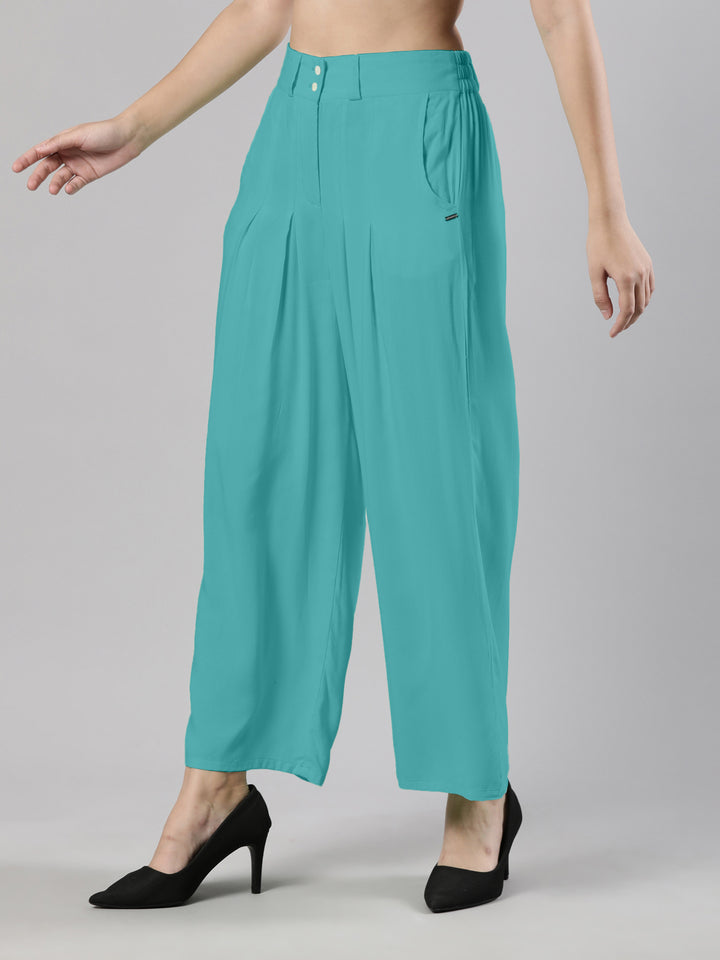 Flared Palazzo | Lightweight Rayon, Front Zip and Button, 2 Pockets