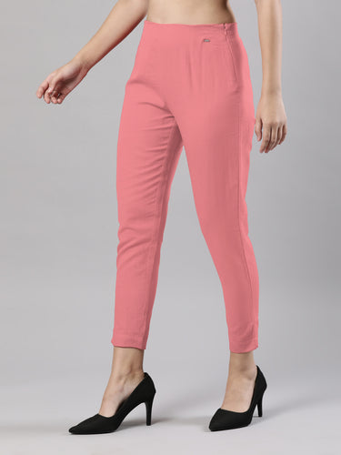 Straight Pant | Breathable Cotton, Side Zip and Button Pink Blush Hover