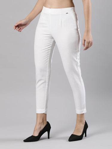 Straight Pant | Breathable Cotton, Side Zip and Button White Hover