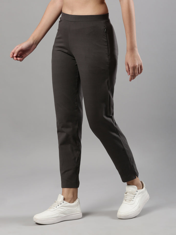 Women's Trouleg, Cotton Fabric with Elastic Waistband and Zip Pockets