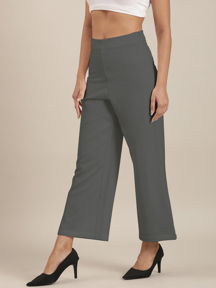 Femmora Women’s High-Rise Flare Trousers with Invisible Belt & Side Zipper | Stretch Formal Bottoms in Polyester Blend | Lightweight Workwear Pants | Pack of 1