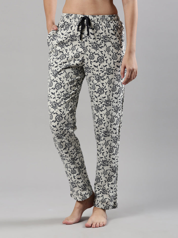 Relax Fit Pajama, Cotton Fabric with Floral Prints and Drawstring Waist