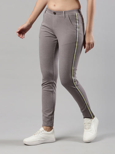 Women's Side Tape Jeggings, Poly Cotton with Elastic Waistband Grey Hover